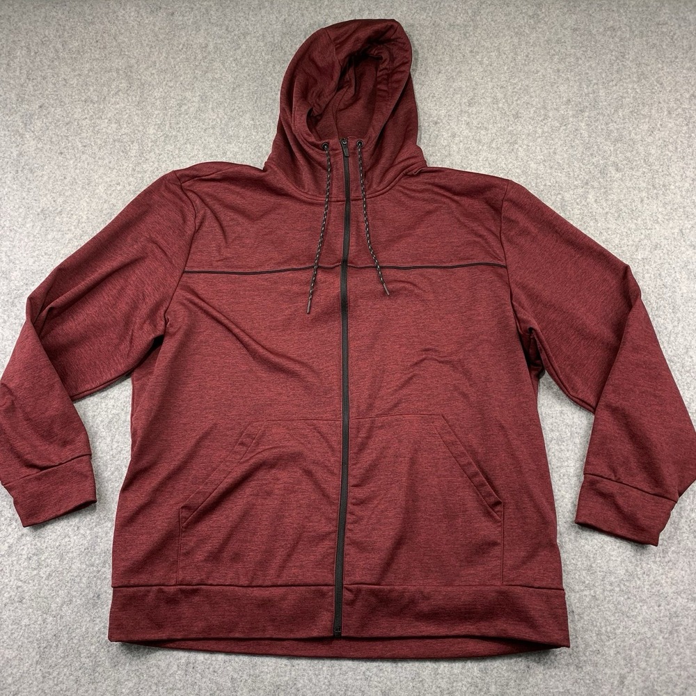 Foundry Supply Co Mens Hoodie Burgundy Full Zip Long Sleeve Fleece Size 3XL